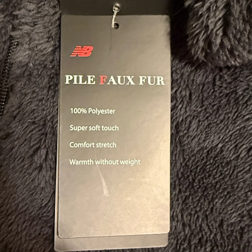 NWT New Balance Faux Fur Zip Up/ Black Leopard Print Combo